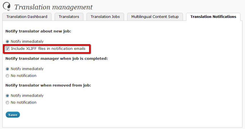 WPML Notify XLIFF files